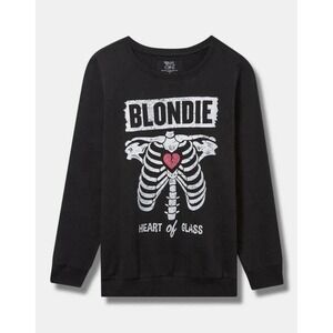 The Vinyl Icons Blondie Sweatshirt Women Size 4 Black Heart of Glass Skeleton